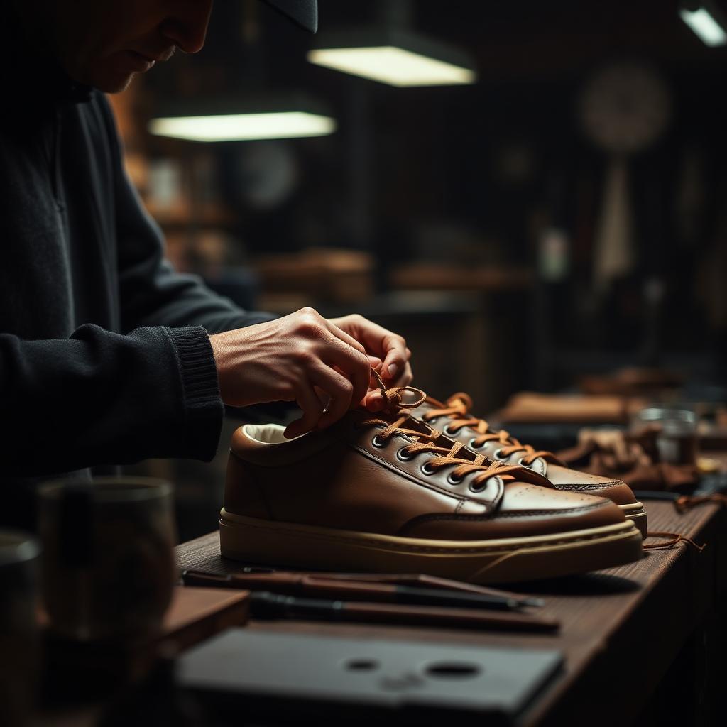 Artisan crafting a Kairos sneaker by hand